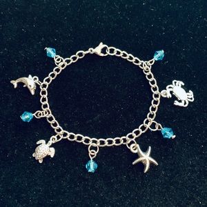 Beach/Sea Life Charm bracelet with turquoise beads